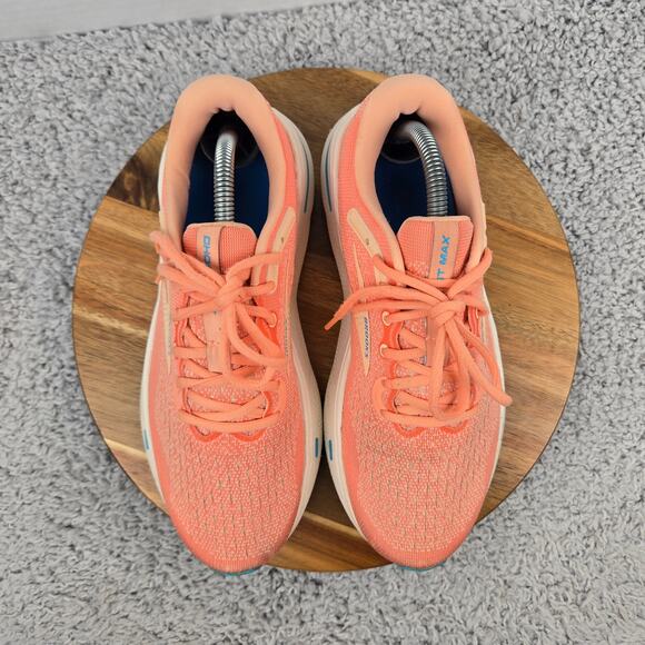 Brooks Womens 9.5B Ghost Max Papaya Apricot Blue Athletic Gym Road Running Shoe - Picture 5 of 13